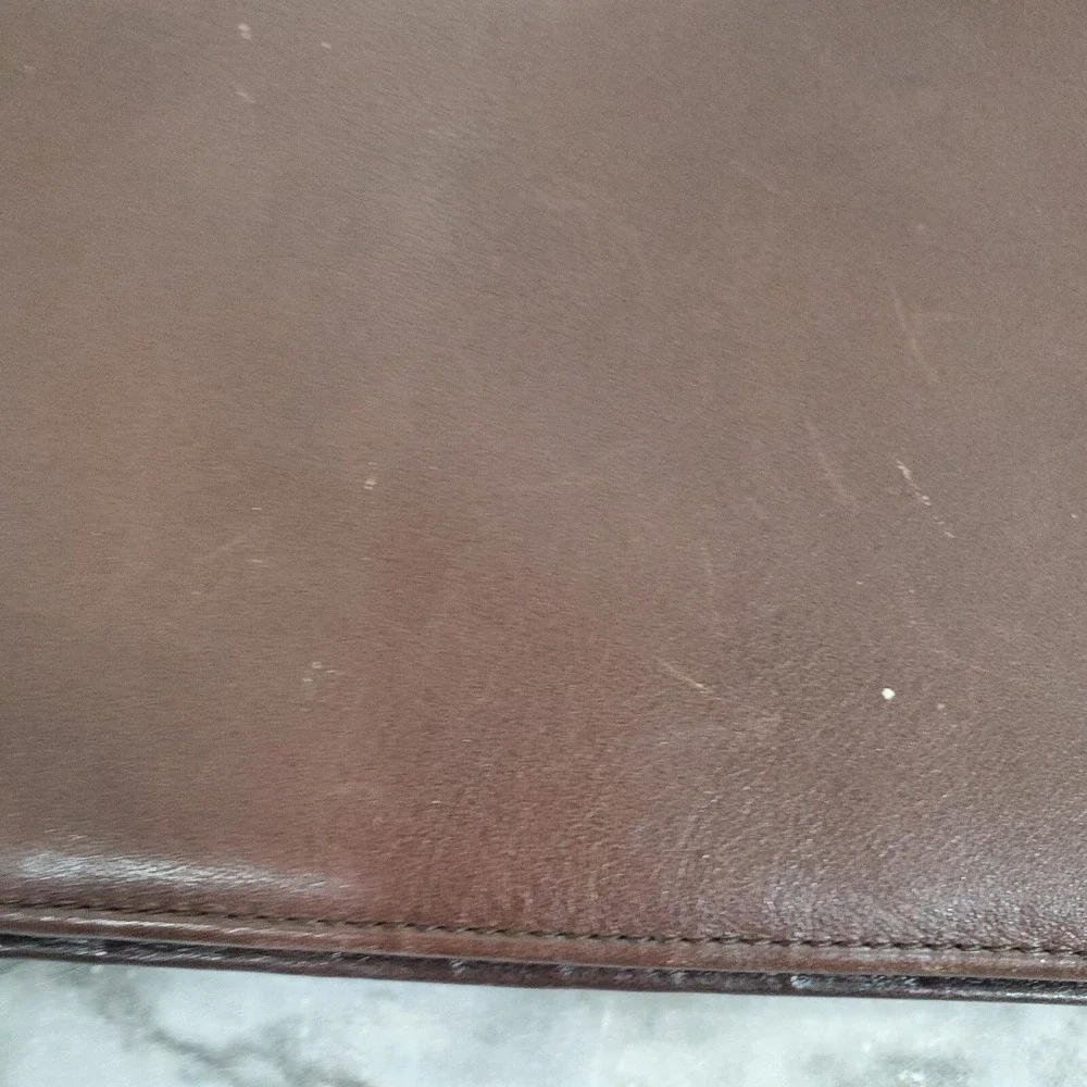 TUMI‎ Brown Leather Long Bifold Wallet Organizer Multiple Card Slots & ID Window